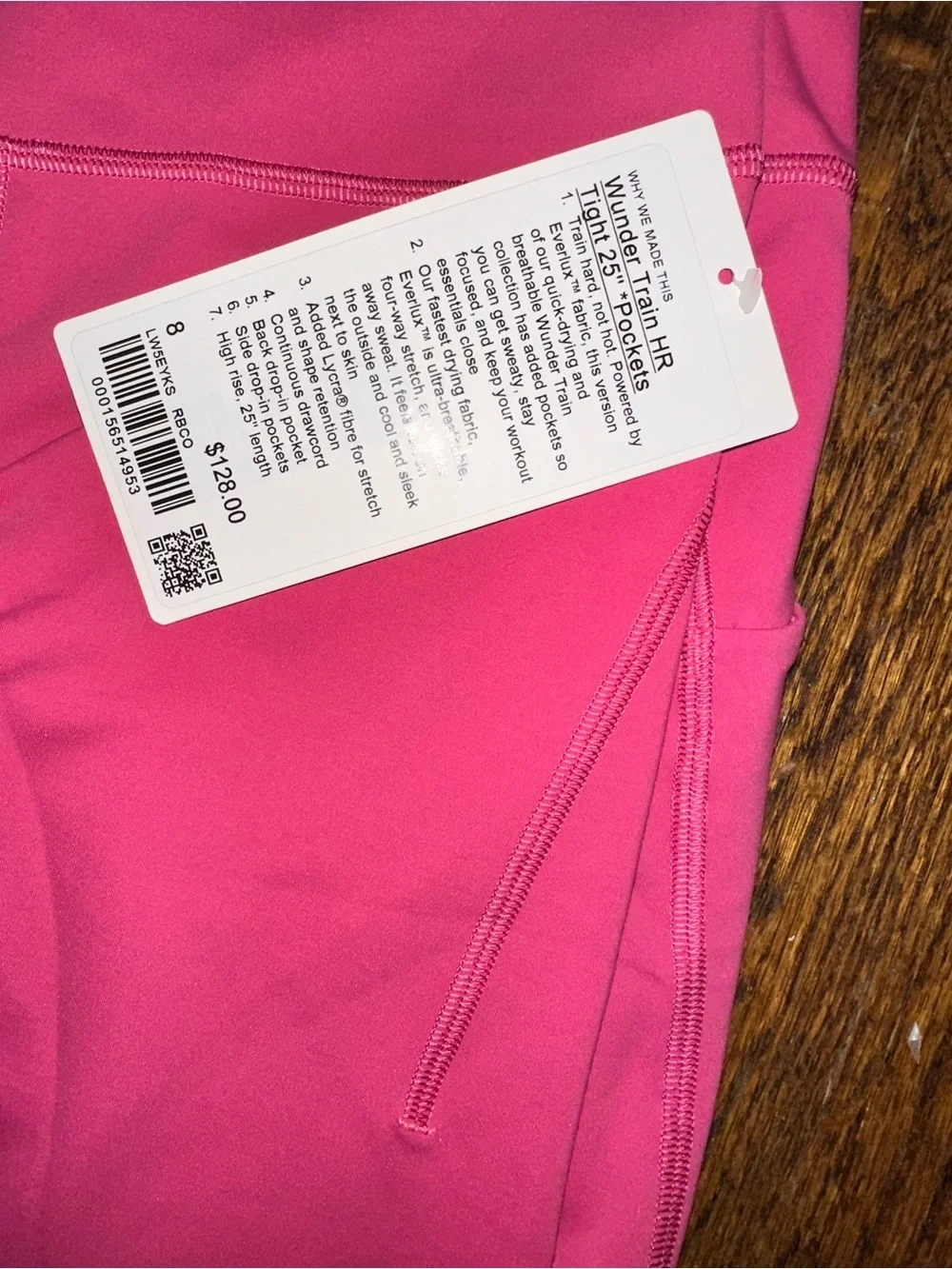 Lululemon Wunder Train HR Tight 25” *Pockets Raspberry Coulis - NWT